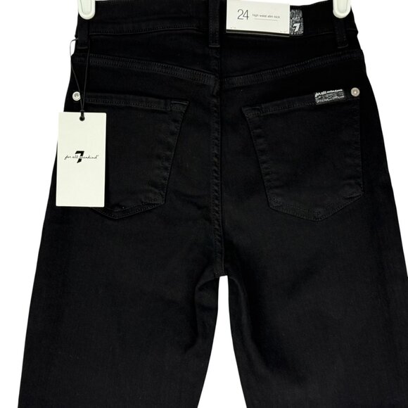 7 for all mankind Women Stretch High Waist Slim Kick Black Jeans Size 24 NWT - Picture 4 of 12